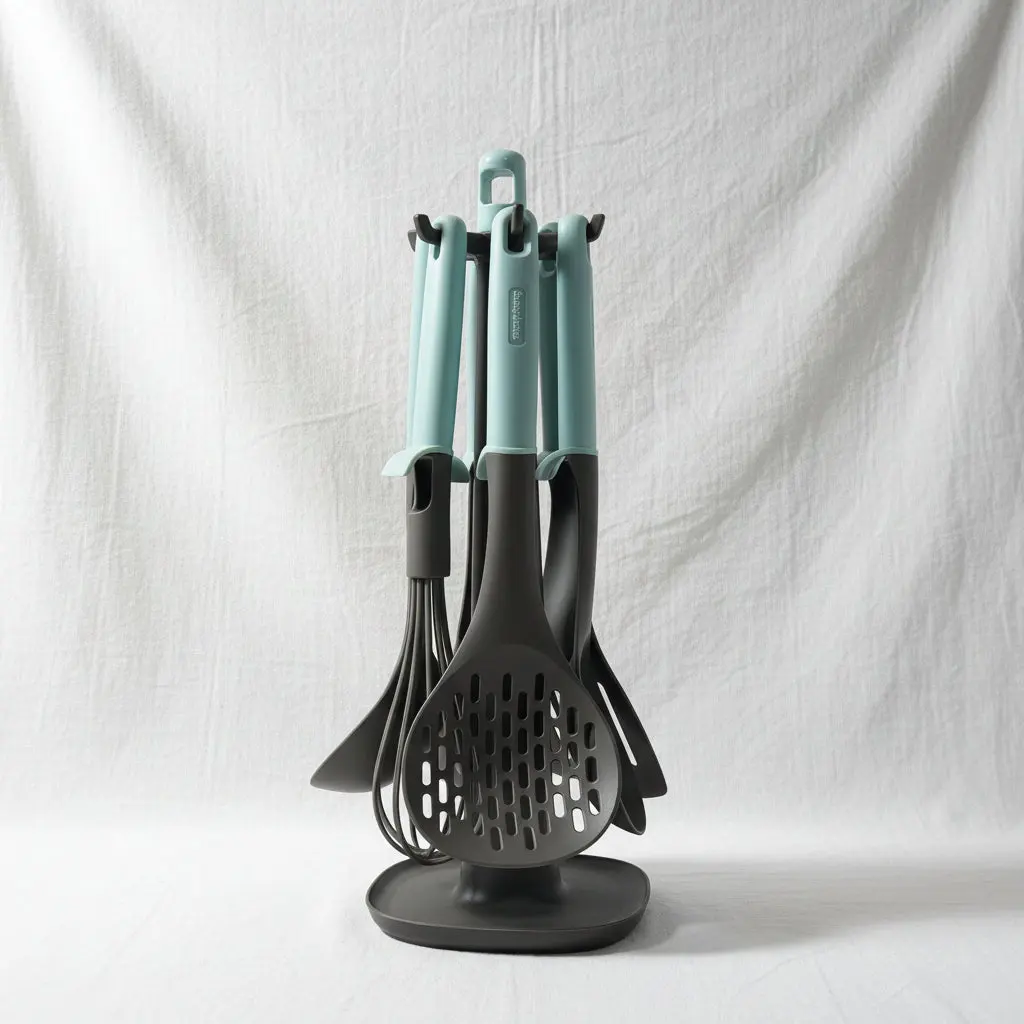 The Cerulean Minimalist Kitchen Utensil Suite (Premium Blue Cooking Ensemble)