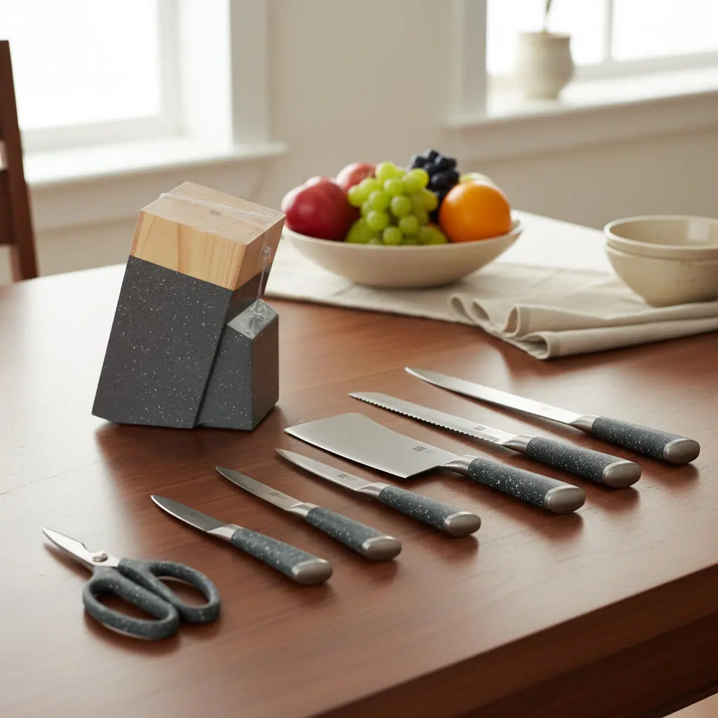 The Temiov 8-Piece Signature Chef Knife Set with Minimalist Holder