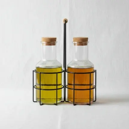 Chic Glass Beverage Dispenser & Juice Jar Set with Elegant Stand