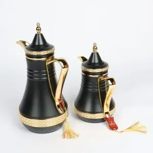 Set of 2 Coffee & Tea Arabic Thermos Black & Gold
