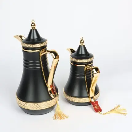Set of 2 Coffee & Tea Arabic Thermos Black & Gold