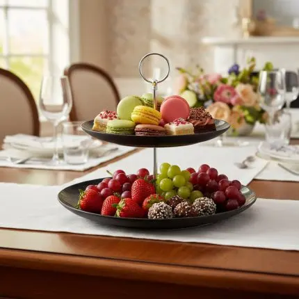 Sophisticated Ceramic 2-Tier Afternoon Tea & Appetizer Serving Stand