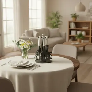 Sleek Minimalist White Silicone and Nylon Kitchen Utensil Set