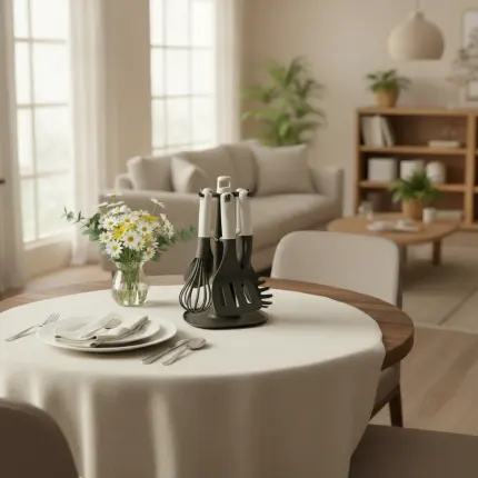 Sleek Minimalist White Silicone and Nylon Kitchen Utensil Set