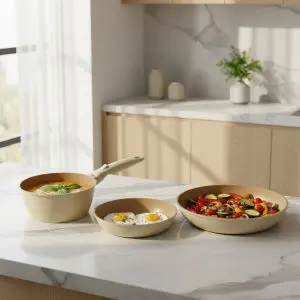 The Citron 5-Piece Light Forged Cookware Set with Detachable Cream Handle