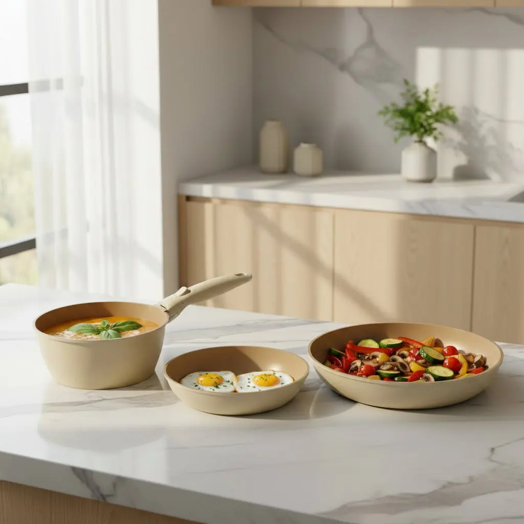 The Citron 5-Piece Light Forged Cookware Set with Detachable Cream Handle