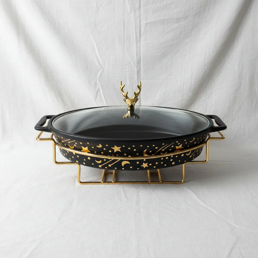 The Serene Minimalist Oval Ramadan Serving Vessel with Lid