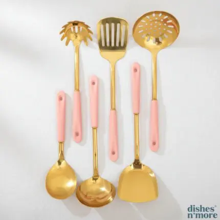 Chic Tramontina Pink and Gold Stainless Steel Cooking Utensil Set