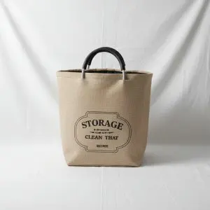 The Haven Minimalist Earth Vault (Beige Storage Bag W/Wooden Handle)