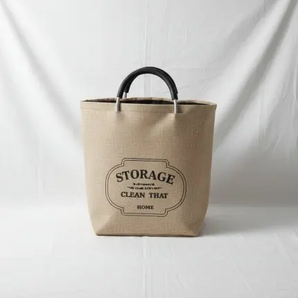 The Haven Minimalist Earth Vault (Beige Storage Bag W/Wooden Handle)