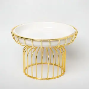 Opulent La Maya White 25cm Fruit Plate with Elegant Gold Stand