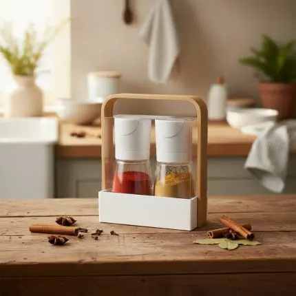 The Element Matte Ceramic Salt & Pepper Mill Set with Stand