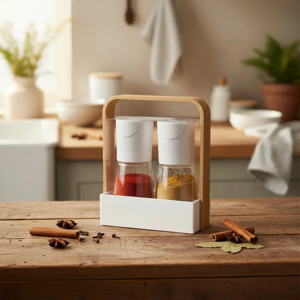 The Element Matte Ceramic Salt & Pepper Mill Set with Stand