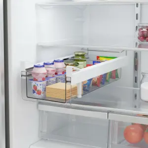 Stackable Plastic Refrigerator Organizer Bin with Lid (Space-Saving Edition)