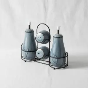 Elegant Artisanal Porcelain Spice Jar Set with Serving Spoons & Tray