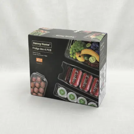 Streamlined Clear Plastic Modular Refrigerator Organizer Set