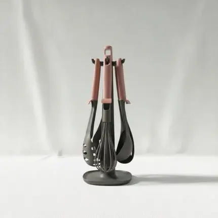 The Rubra Minimalist Silicone & Nylon Utensil Suite (Rich Crimson)