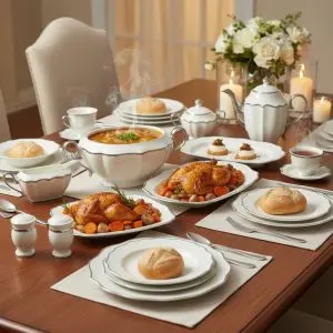 Round Silver Dinner Set (126-Piece)