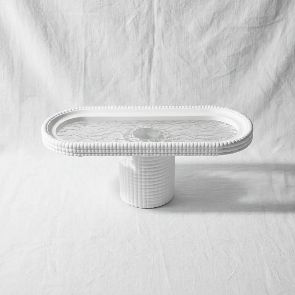 Contemporary Neutral Plastic Rectangular Cake & Pastry Stand (35x14cm) Contemporary Neutral Plastic Rectangular Cake & Pastry Stand (35x14cm)