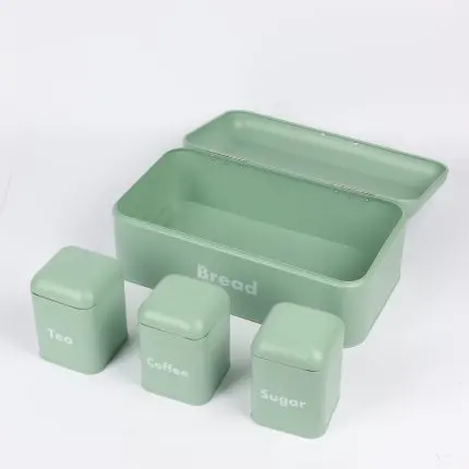 Sleek Juvale Stainless Steel Bread Box & Canister Set