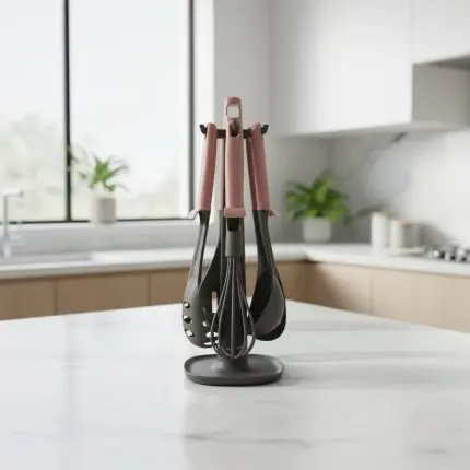 The Rubra Minimalist Silicone & Nylon Utensil Suite (Rich Crimson)