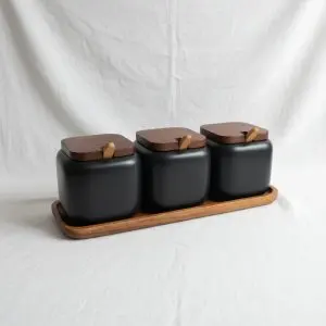 La Maya Architectural Black Spice Suite (3-Piece w/ Serving Tray)