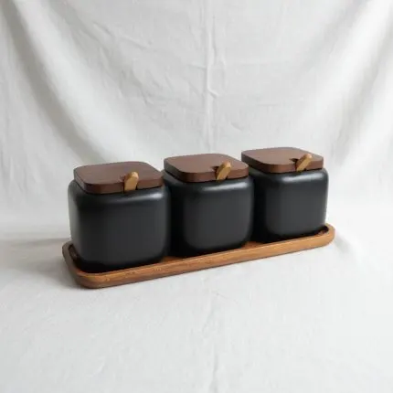 La Maya Architectural Black Spice Suite (3-Piece w/ Serving Tray)