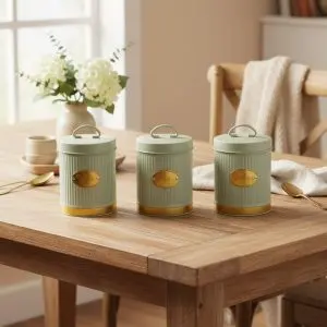 Elegant Venezia Matte Bread Bin & 3-Piece Canister Set