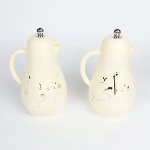 Set of 2 Coffee and Tea Thermos White & Silver