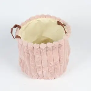 Soft Fur Storage Bag W/Leather Handle